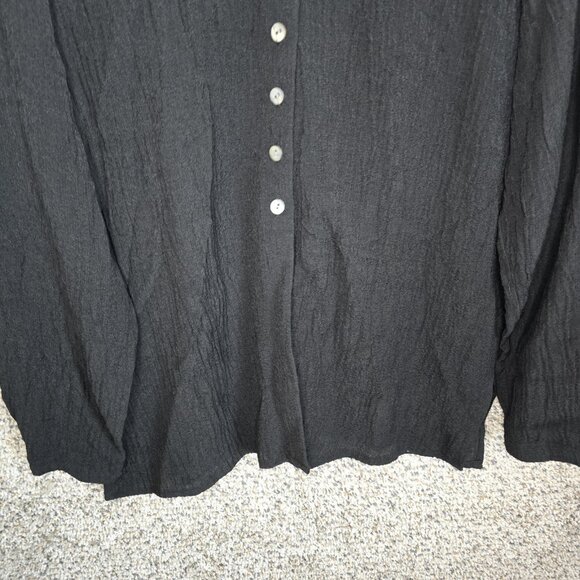 Talbots Top Womens Medium Black Button Up Tunic Cotton Wool Casual Ladies - Picture 5 of 7